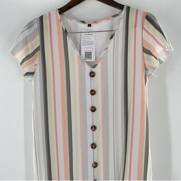 PRETTY GARDEN 🌸 Baby Doll Striped Mini Swing Dress - Picture 7 of 15